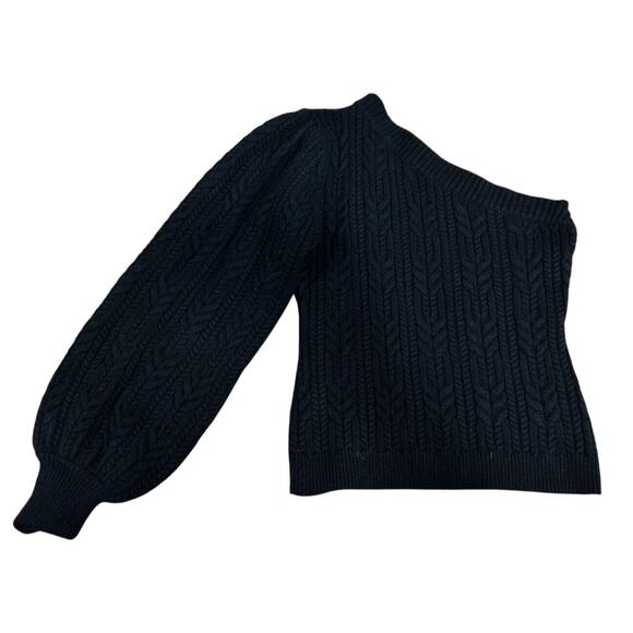 FATE Lissy One Shoulder Cable Knit Sweater Sz Small Black Minimalist Top - Picture 4 of 7